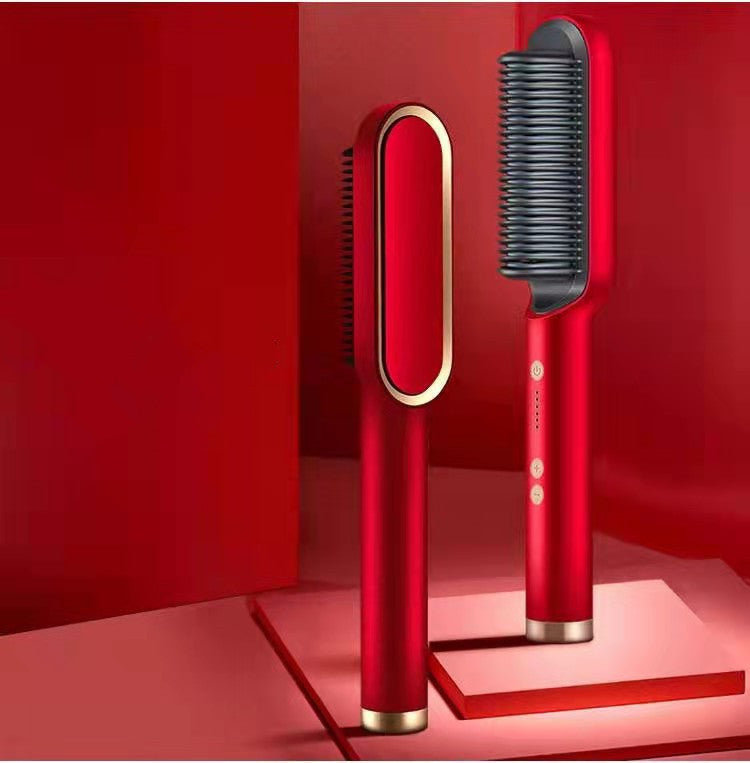 2-in-1 Hair Straightener & Curling Hot Comb with Negative Ion