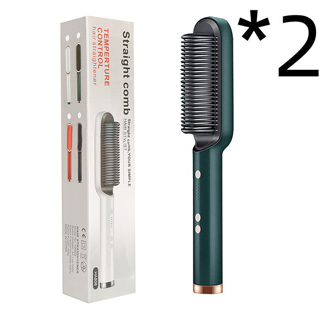2-in-1 Hair Straightener & Curling Hot Comb with Negative Ion
