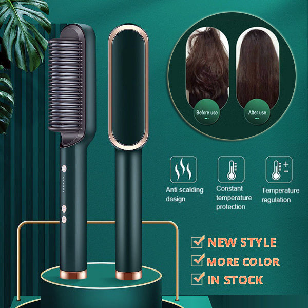2-in-1 Hair Straightener & Curling Hot Comb with Negative Ion