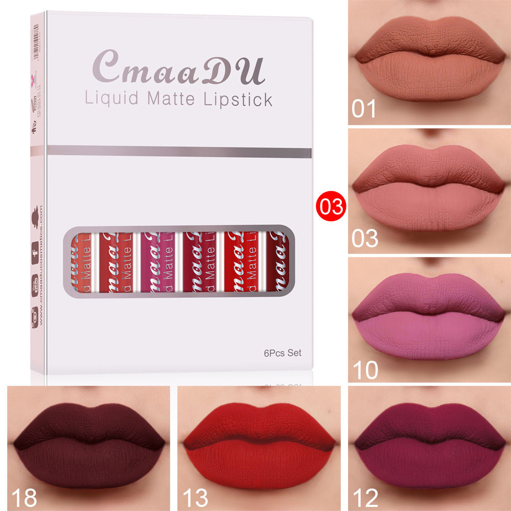 6-Pack Matte Waterproof Non-Stick Lipstick Set
