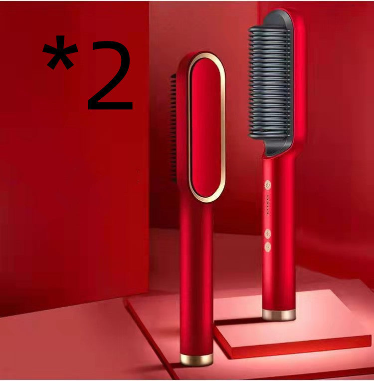 2-in-1 Hair Straightener & Curling Hot Comb with Negative Ion