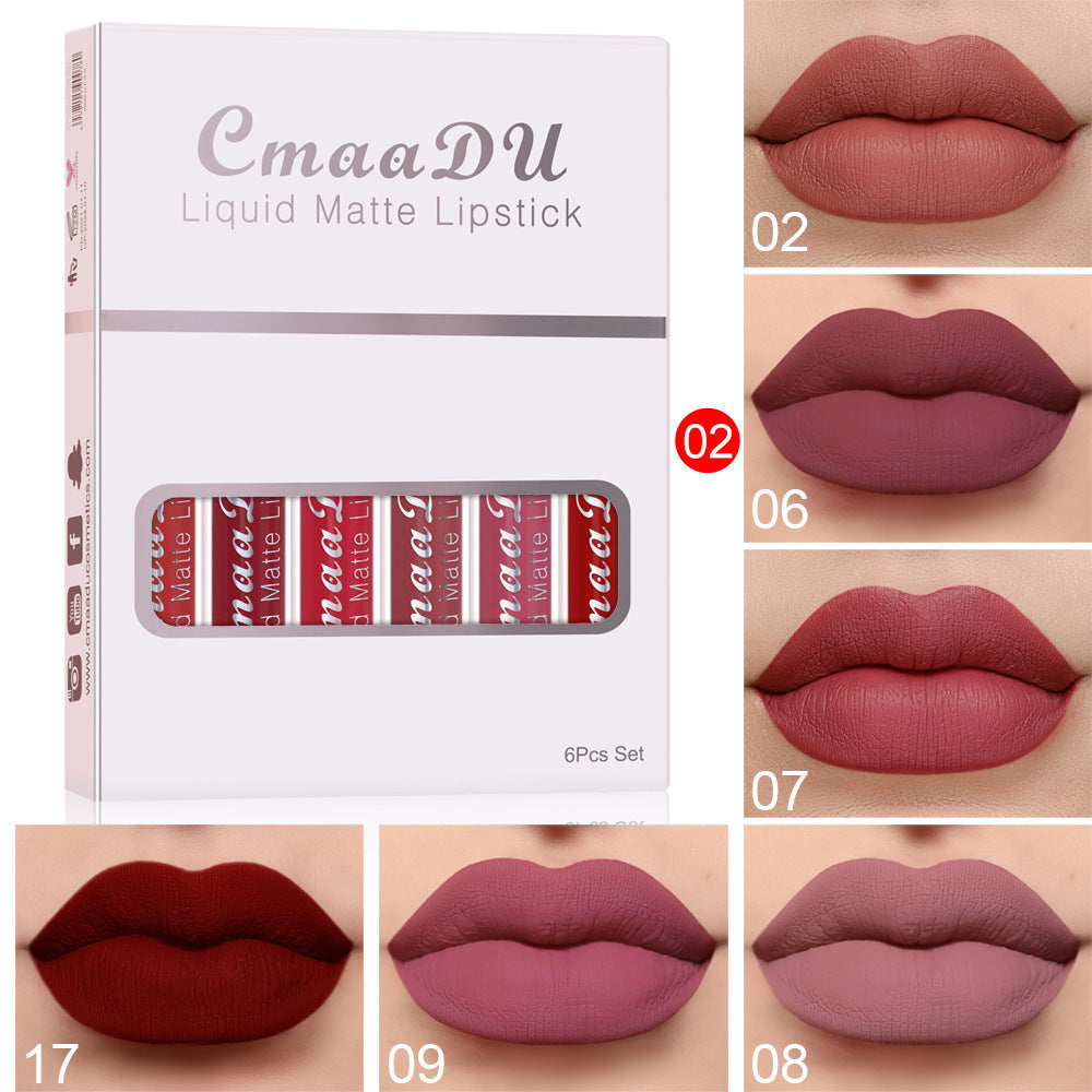 6-Pack Matte Waterproof Non-Stick Lipstick Set
