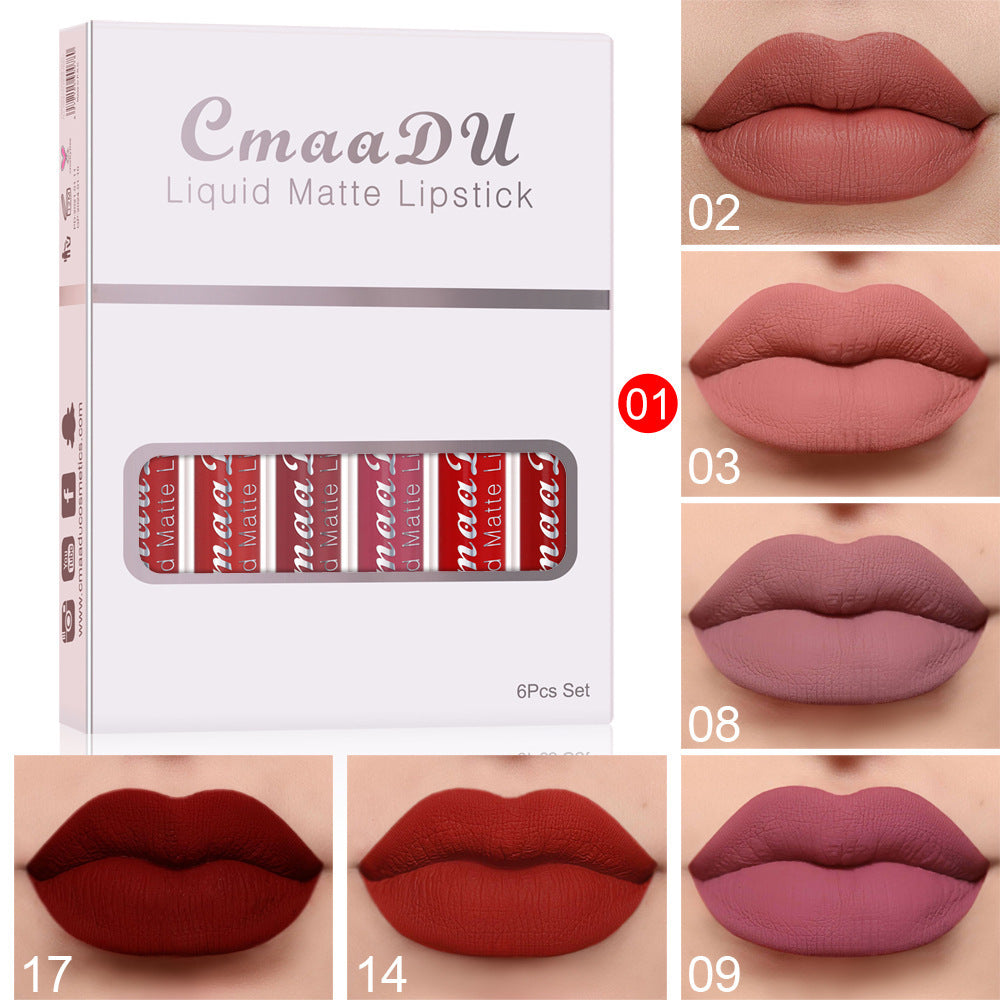 6-Pack Matte Waterproof Non-Stick Lipstick Set