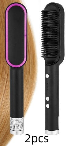 2-in-1 Hair Straightener & Curling Hot Comb with Negative Ion