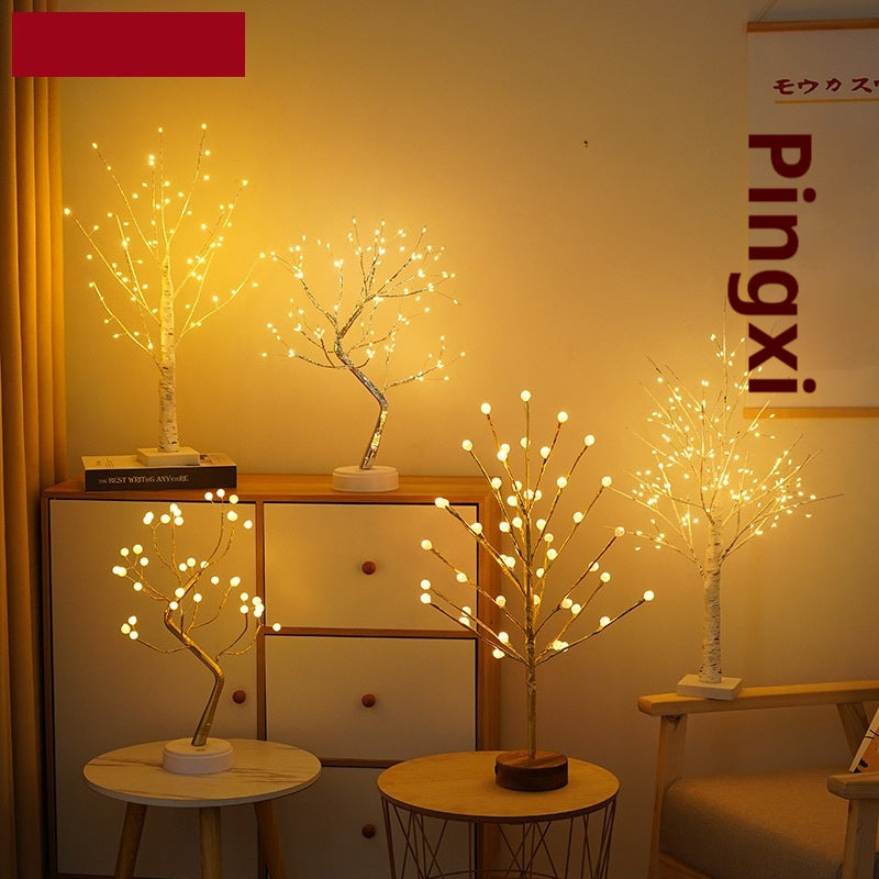 Thanksgiving Scene Layout Home Decorative Lamp in a cozy room setting with glowing LED trees.