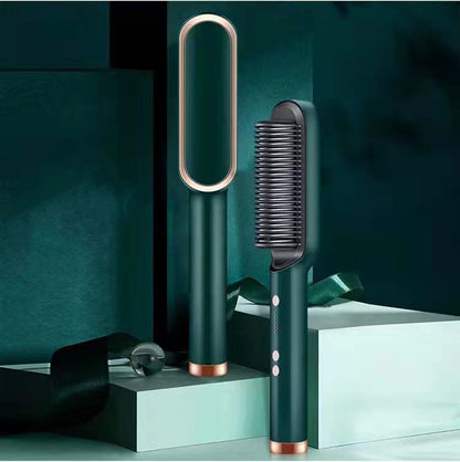 2-in-1 Hair Straightener & Curling Hot Comb with Negative Ion