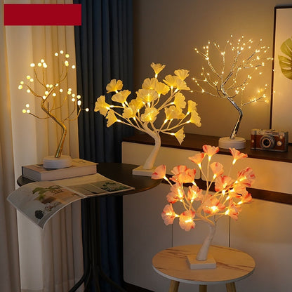 Thanksgiving Scene Layout Home Decorative Lamp featuring illuminated decorative trees and flowers in warm light.