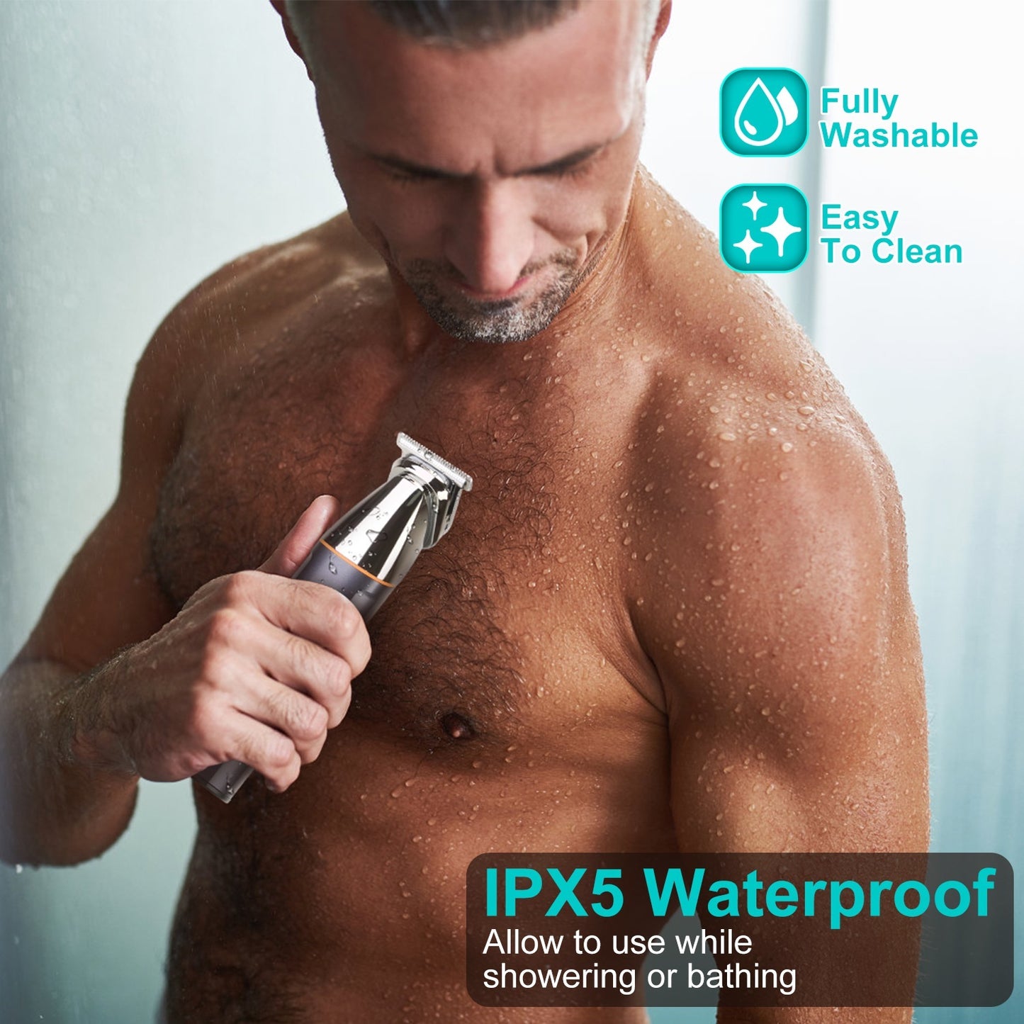 All-in-One Waterproof Beard Trimmer with 5 Heads