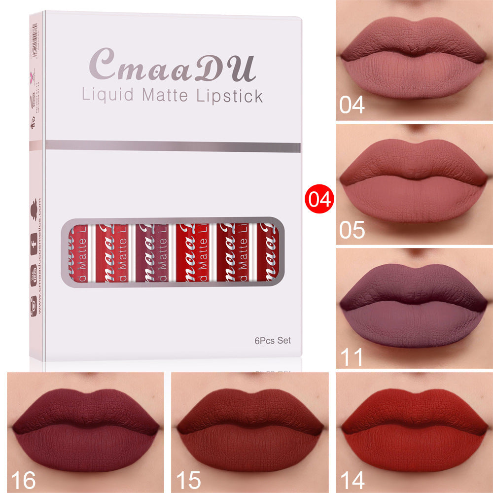 6-Pack Matte Waterproof Non-Stick Lipstick Set