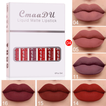 6-Pack Matte Waterproof Non-Stick Lipstick Set