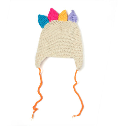 Thanksgiving hand-woven turkey hat showcasing a beige crochet design with colorful feathers.