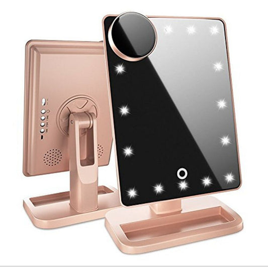 Touch Screen LED Makeup Mirror with Bluetooth & 10X Magnifier