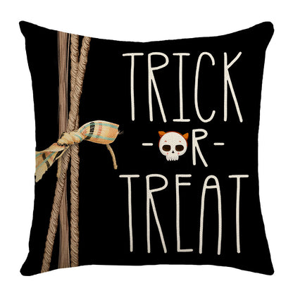 Ghost Pumpkin Halloween Black Throw Pillow Cover, 18 X 18 Inch Holiday Farmhouse Cushion Case Decoration For Sofa Couch