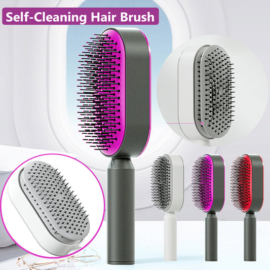Self-Cleaning Hair Brush with Scalp Massage & Anti-Static