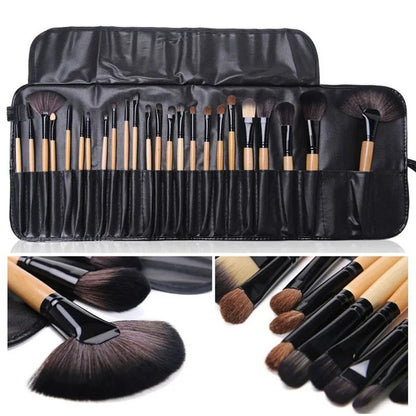 24-Piece Professional Makeup Brush Set with Gift Bag – Foundation, Eyeshadow, Eyebrow & Powder Brushes