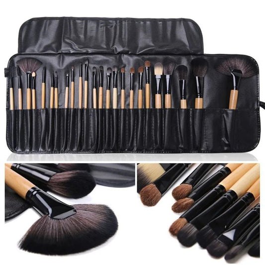 24-Piece Professional Makeup Brush Set with Gift Bag – Foundation, Eyeshadow, Eyebrow & Powder Brushes