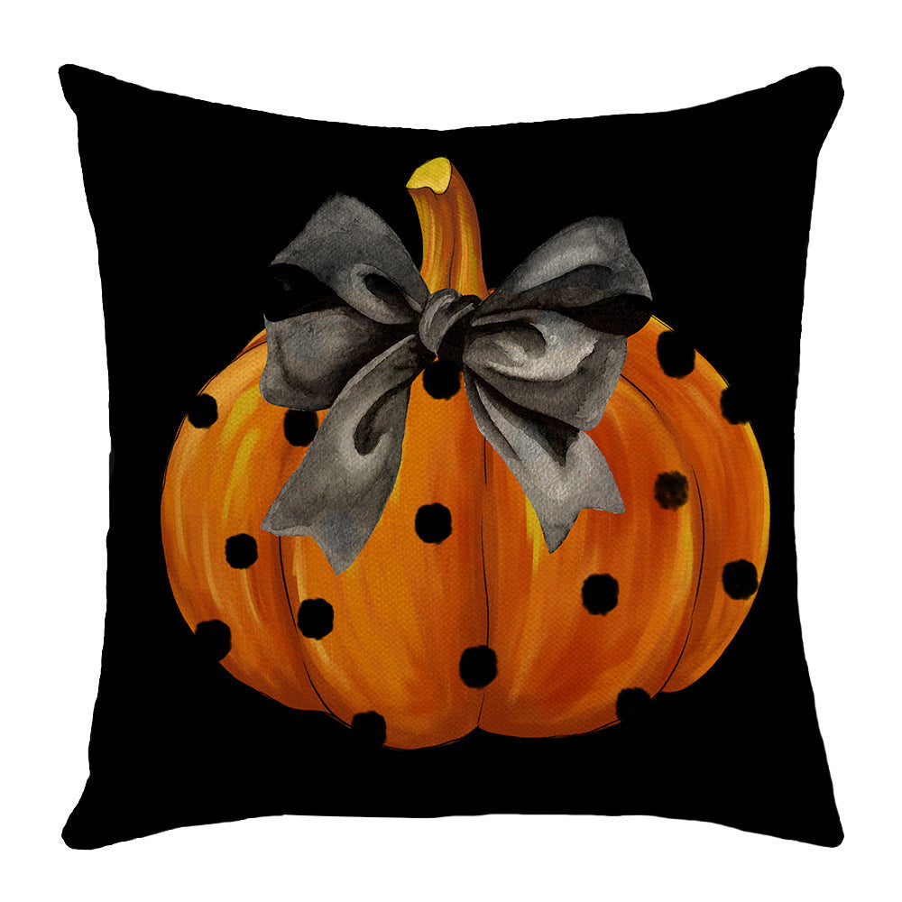 Ghost Pumpkin Halloween Black Throw Pillow Cover, 18 X 18 Inch Holiday Farmhouse Cushion Case Decoration For Sofa Couch