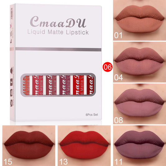 6-Pack Matte Waterproof Non-Stick Lipstick Set