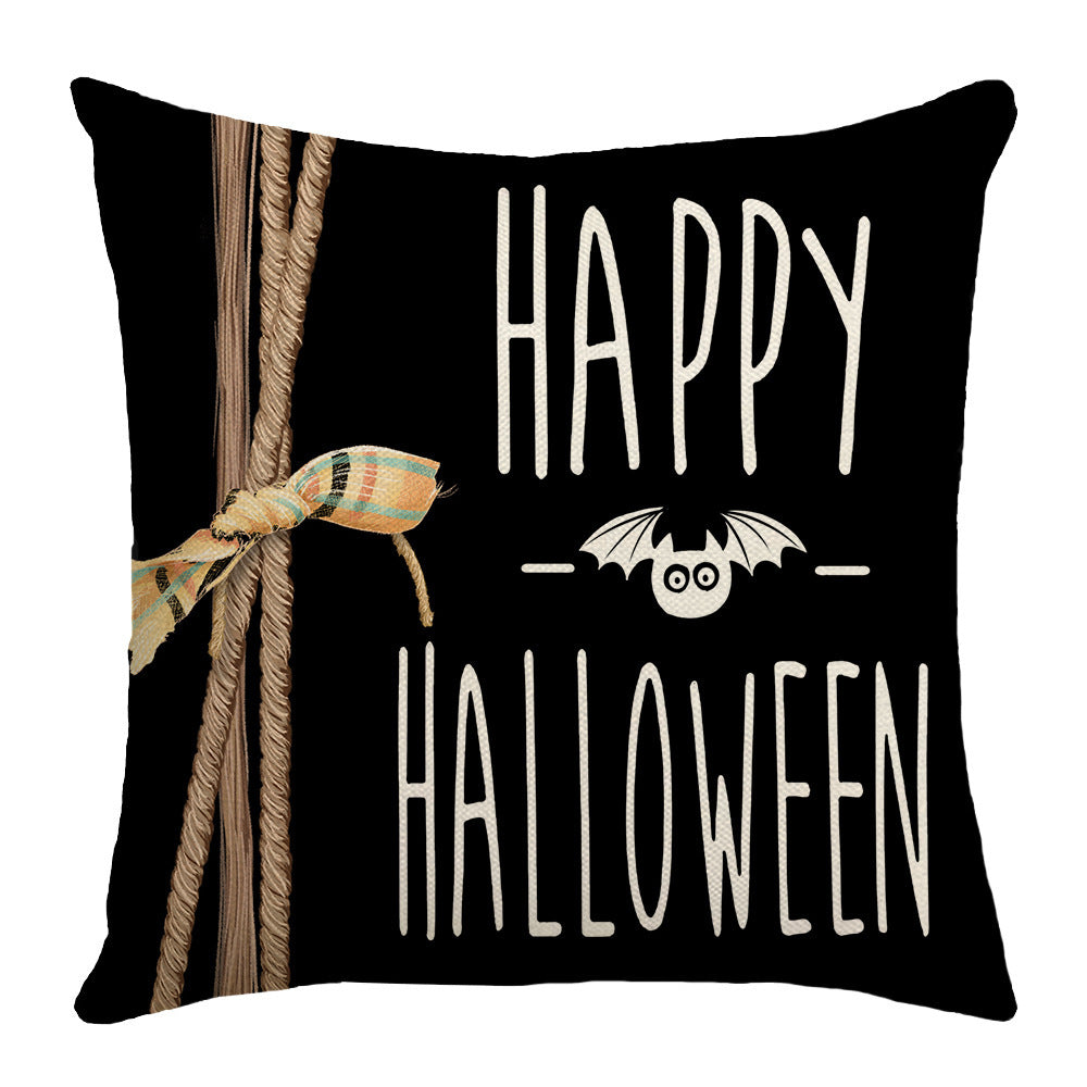 Ghost Pumpkin Halloween Black Throw Pillow Cover, 18 X 18 Inch Holiday Farmhouse Cushion Case Decoration For Sofa Couch