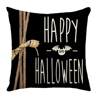 Ghost Pumpkin Halloween Black Throw Pillow Cover, 18 X 18 Inch Holiday Farmhouse Cushion Case Decoration For Sofa Couch