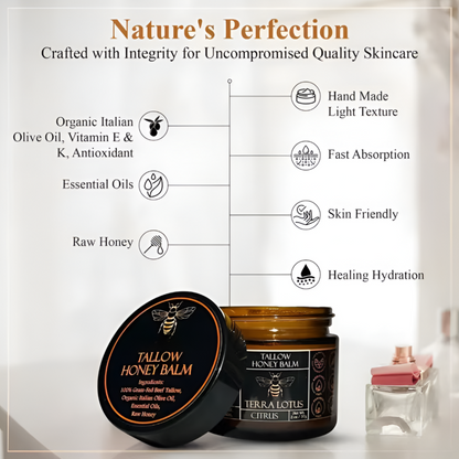 Tallow Honey Balm™ Organic Beef Tallow & Raw Honey Moisture Balm