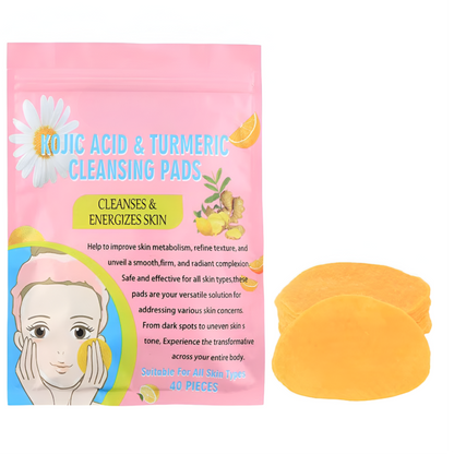 GlowClean™ Kojic Acid & Turmeric Exfoliating Pads – 40/50Pcs Daily Facial Cleansing & Skin Care