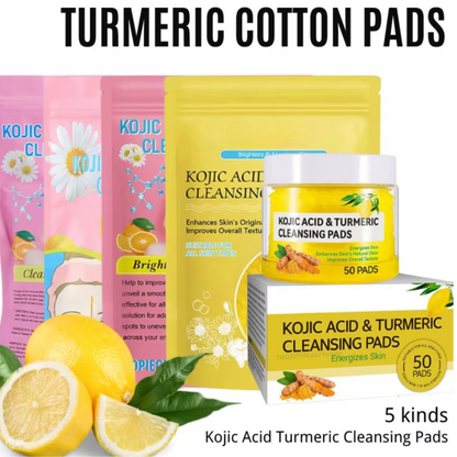 GlowClean™ Kojic Acid & Turmeric Exfoliating Pads – 40/50Pcs Daily Facial Cleansing & Skin Care